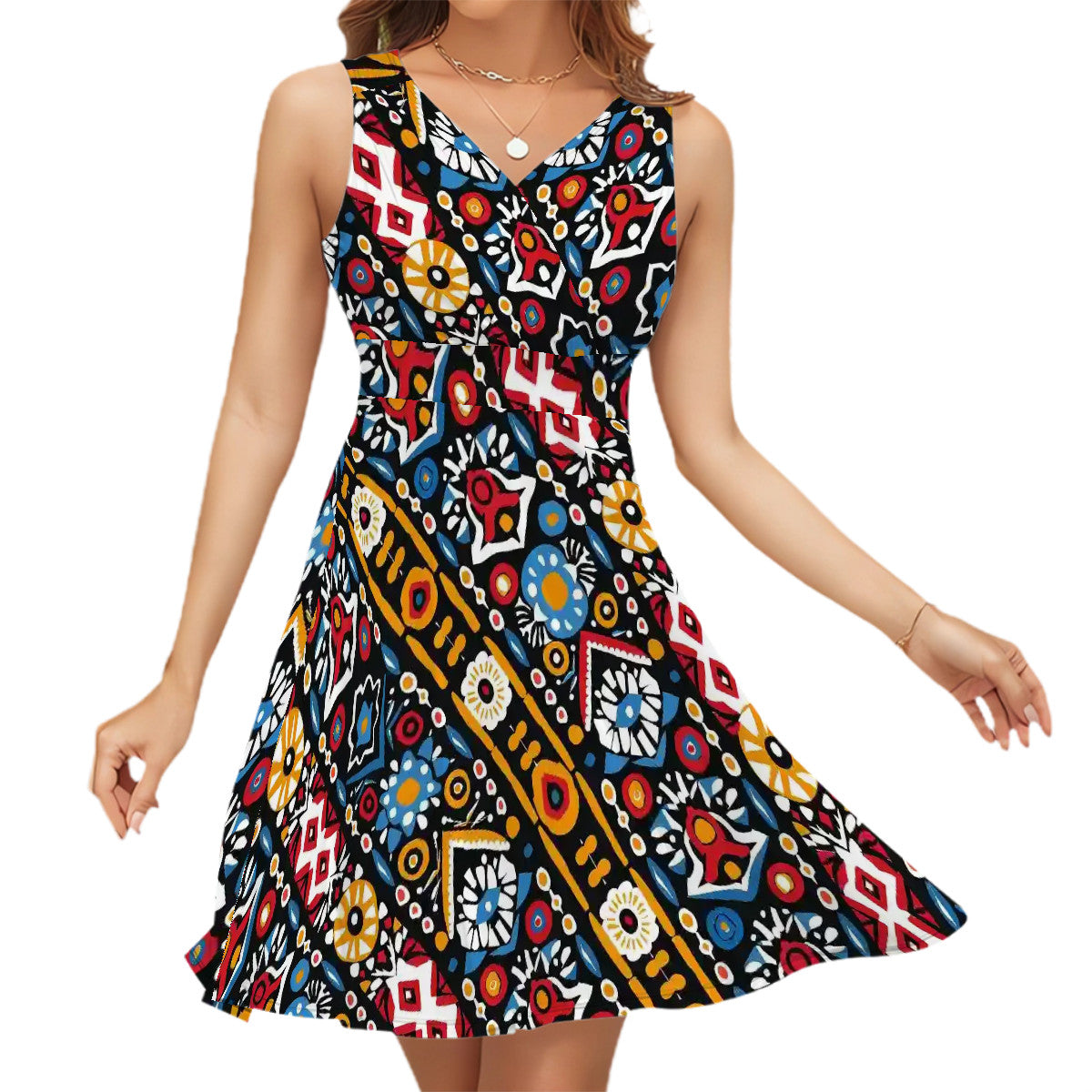 Sleeveless V Neck Dress