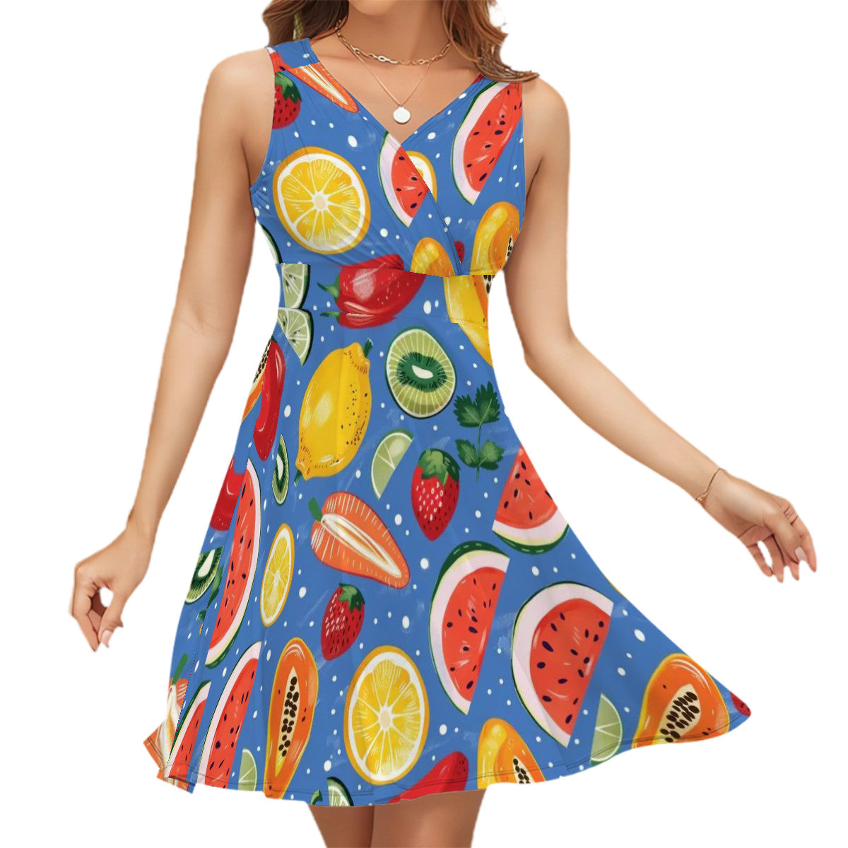 Sleeveless V Neck Dress