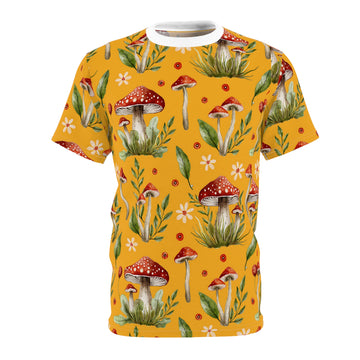 Mushroom Pattern Unisex Tee - Vibrant Nature-Inspired Design