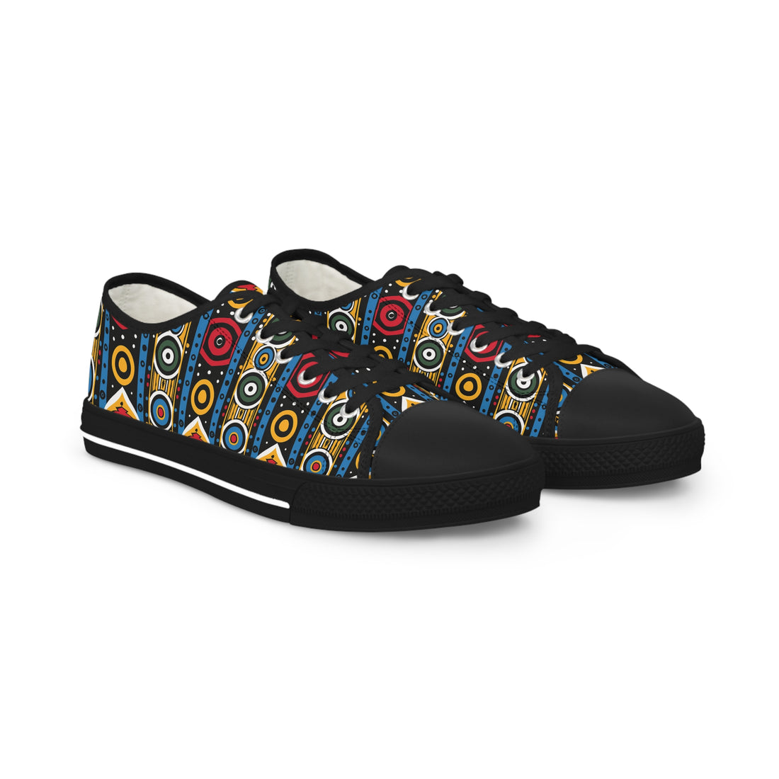 Colorful Geometric Low Top Sneakers - Stylish Casual Footwear