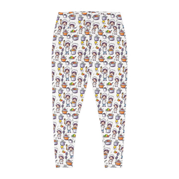 Chef-Inspired Plus Size Leggings – Whimsical Cooking Pattern