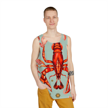 Lobster Print Men's Tank Top - Festive Summer Vibe for Seafood Lovers