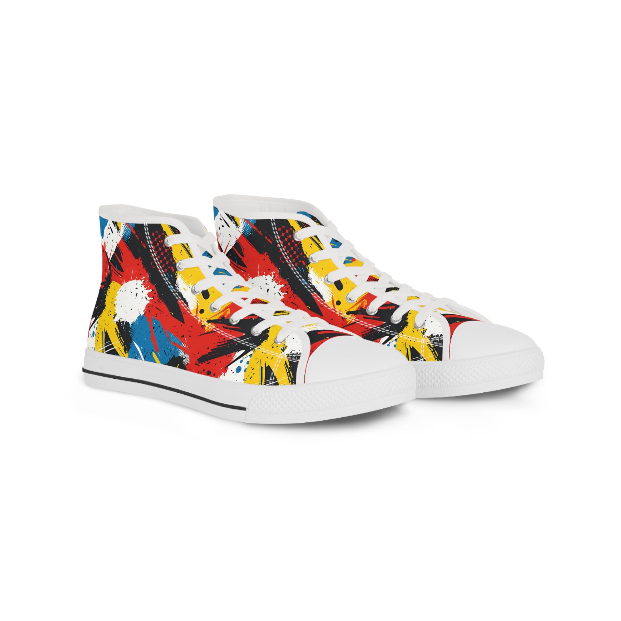 Colorful High Top Sneakers Stylish Trendy Graffiti Design
