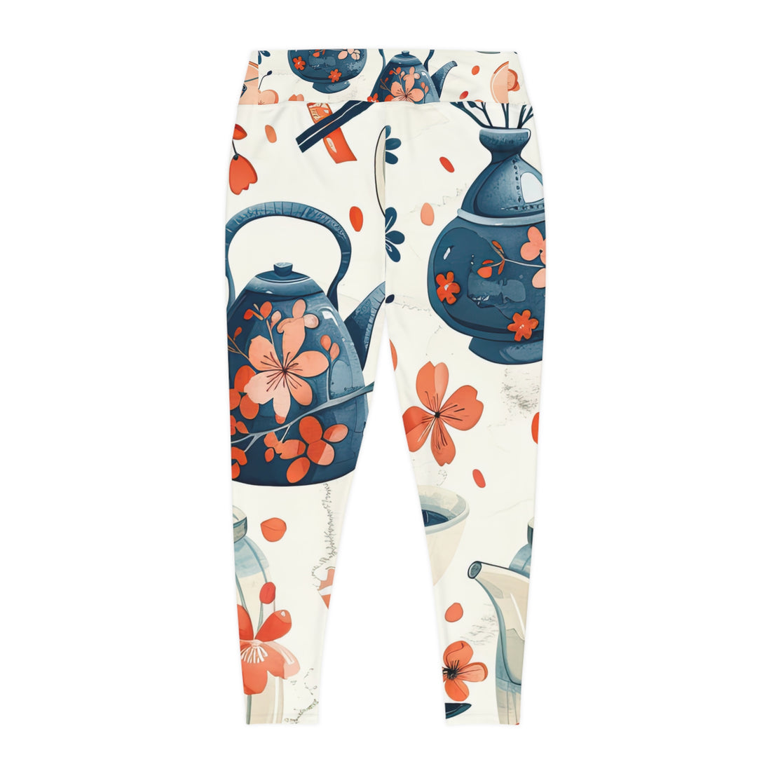 Floral Teapot Plus Size Leggings - Comfortable and Stylish Activewear