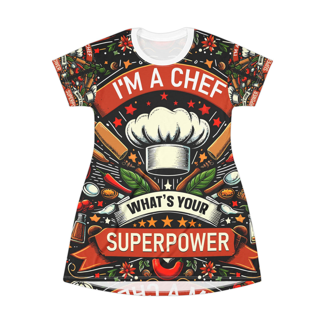 Chef Superpower T-Shirt Dress - Perfect Gift for Food Lovers and Culinary Enthusiasts