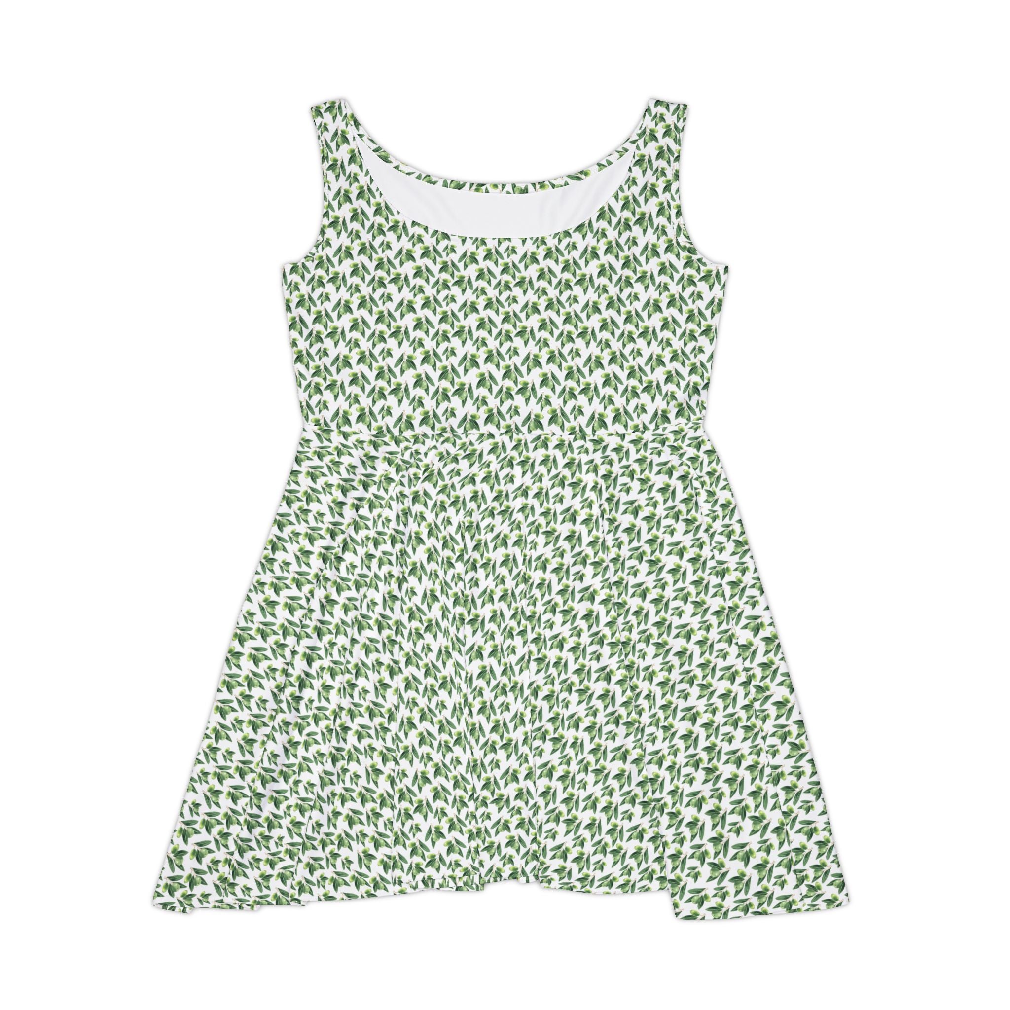 Women's  Olive Pattern Skater Dress - Perfect for Spring and Summer Outings