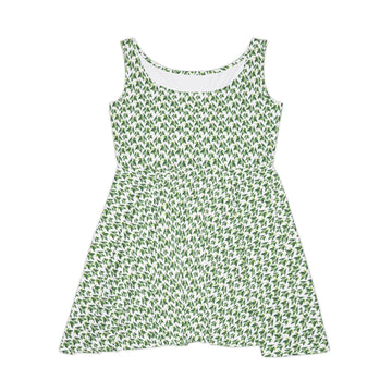Women's  Olive Pattern Skater Dress - Perfect for Spring and Summer Outings