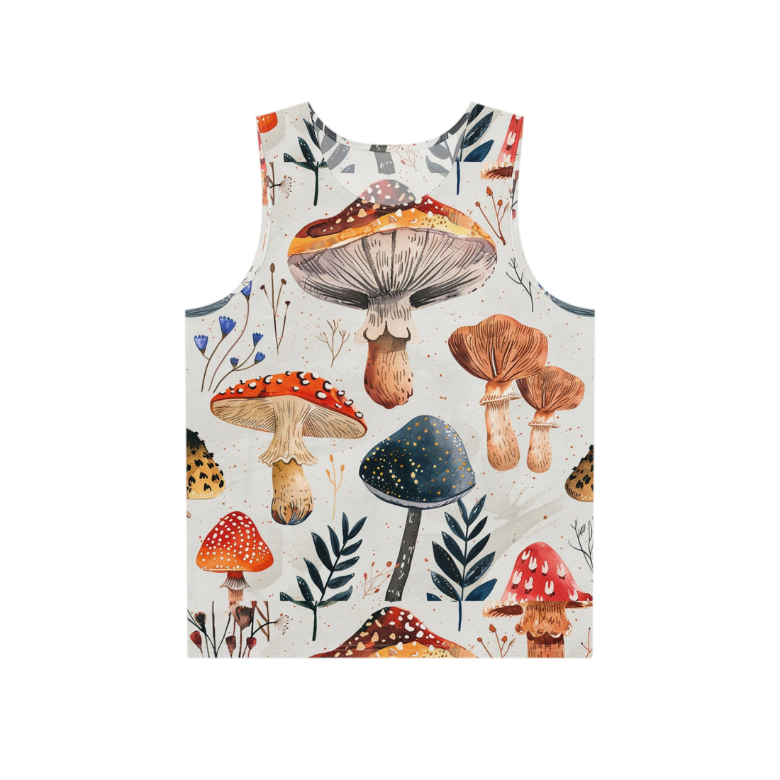 Men's Tank - Colorful Mushroom Print Sleeveless Shirt for Nature Lovers