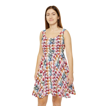 Colorful Macaron Print Women's Skater Dress - Perfect for Summer Outings & Celebrations
