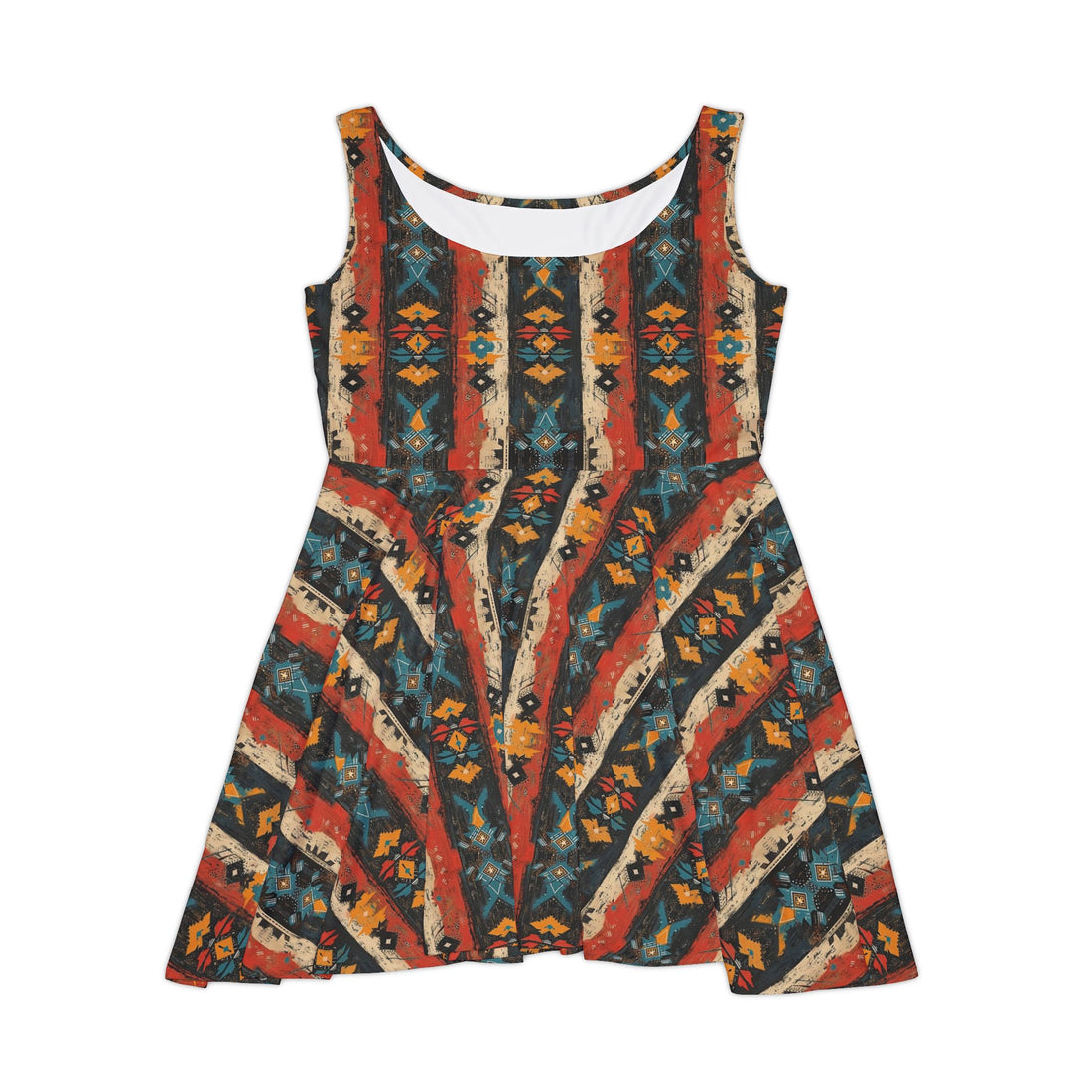 Bohemian Women's Skater Dress - Vibrant Pattern for Summer Fun