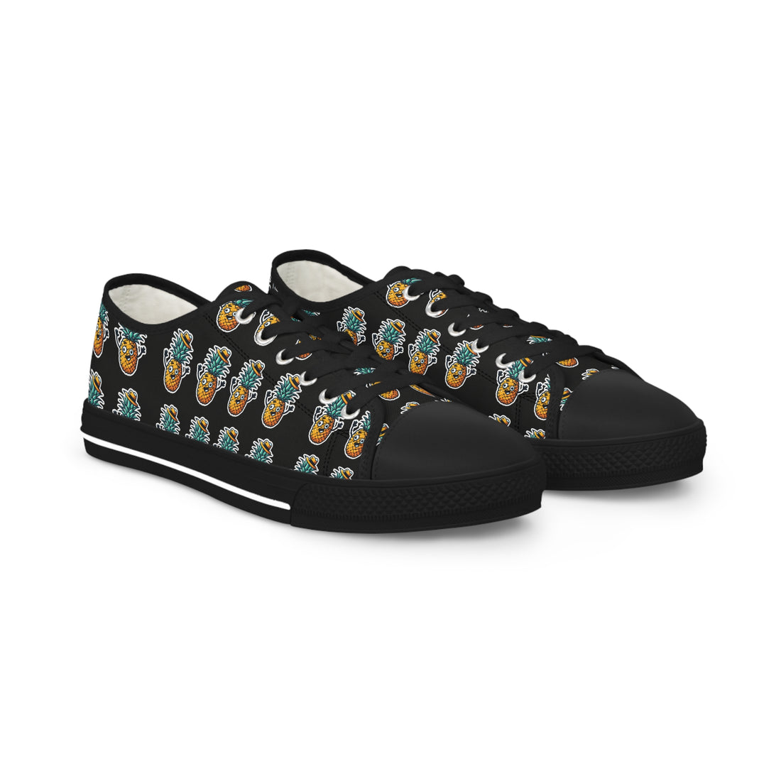 Pineapple Print Men's Low Top Sneakers - Casual Summer Style