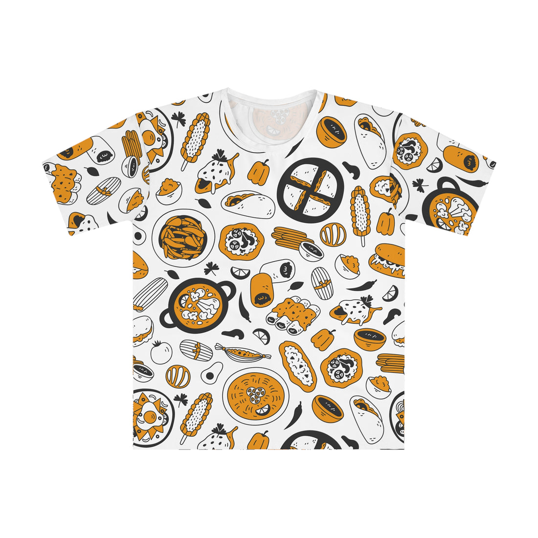 Foodie Fun Men's Loose T-Shirt – Unique Food Pattern for Casual Wear