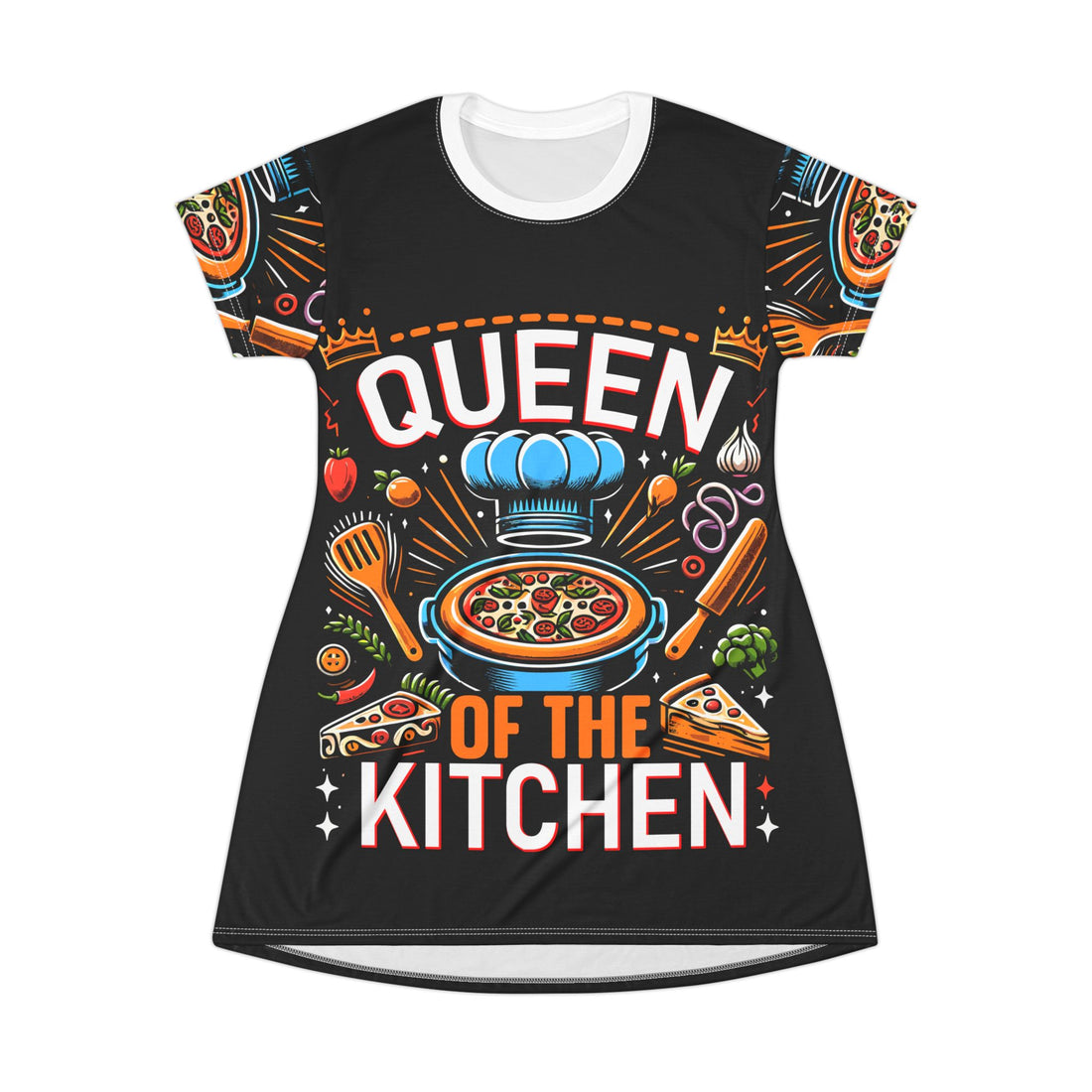 Queen of the Kitchen T-Shirt Dress - Fun and Cozy Chef Apparel