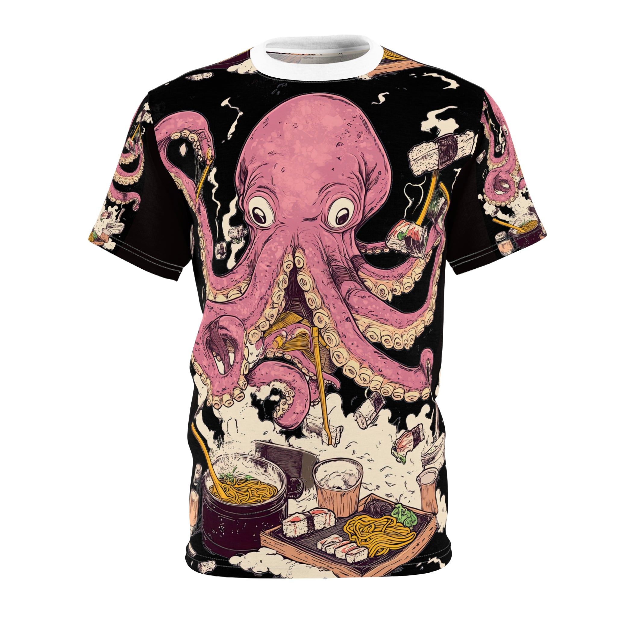 Octopus Lover Unisex Cut & Sew Tee - Fun Sushi & Noodles Print