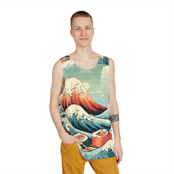 Sushi Wave Men's Tank - Vibrant Ocean Design for Summer Fun