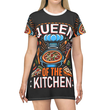 Queen of the Kitchen T-Shirt Dress - Fun and Cozy Chef Apparel