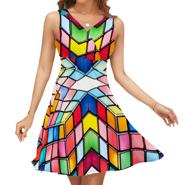 Sleeveless V Neck Dress