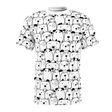 Playful Cat & Dog Print Unisex Tee - Cute Animal Graphic T-Shirt