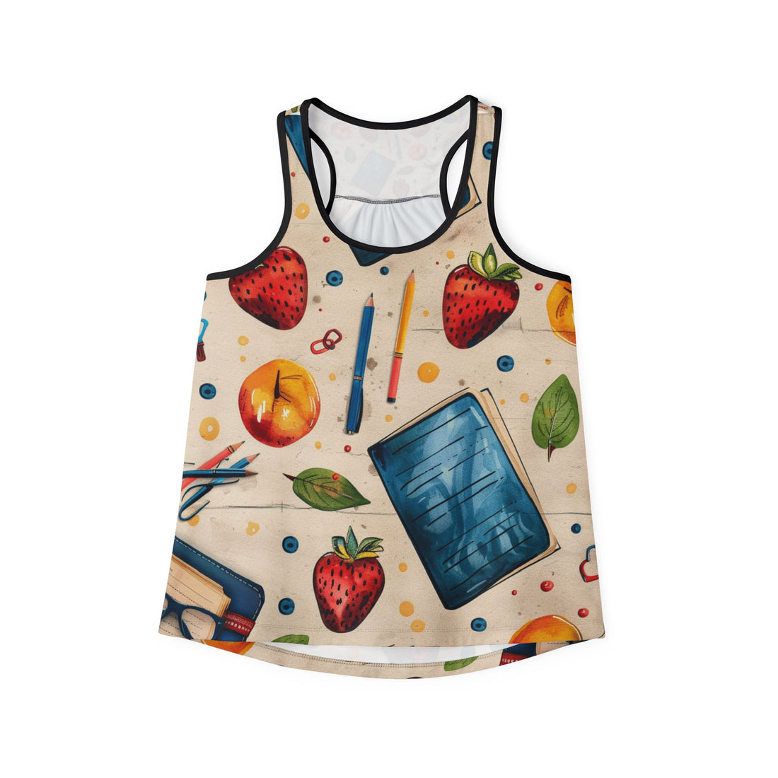 Creative Vibes Women's Tank Top - Artsy Design with Strawberries & Supplies