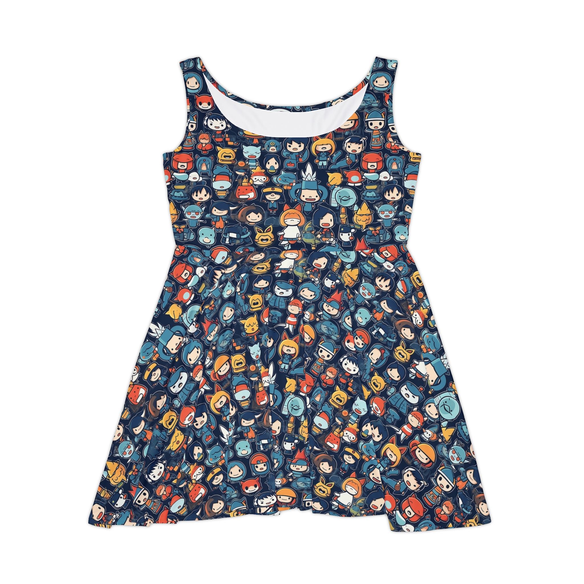 Vibrant Women's Skater Dress - Fun Character Print for Summer Gatherings