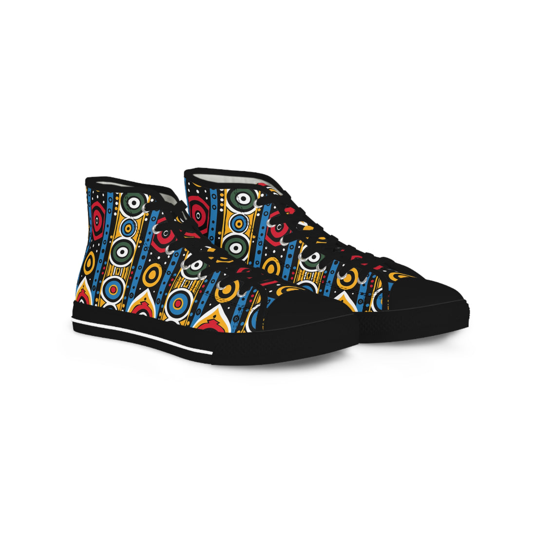 Colorful Patterned High Top Sneakers - Unique Streetwear for Trendsetters