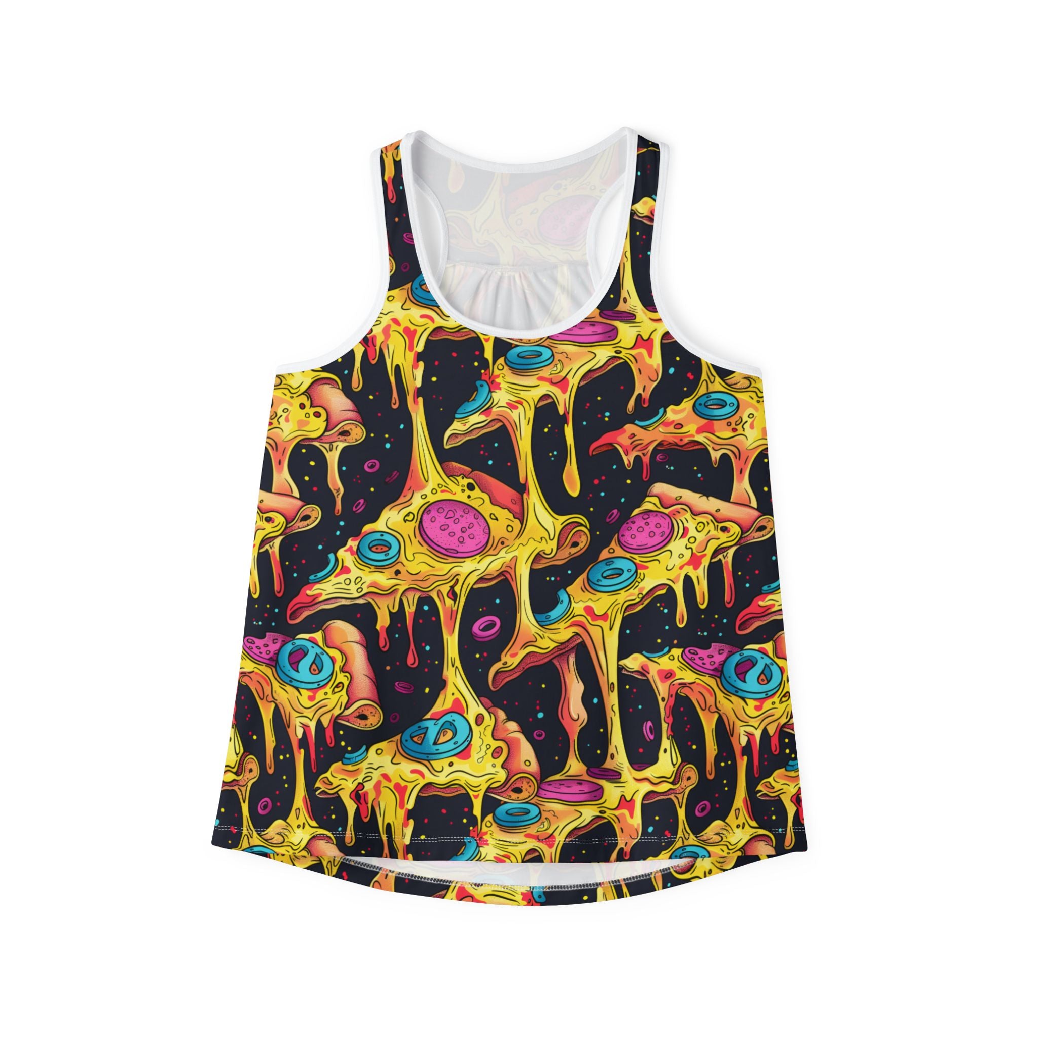 Fun Foodie Women's Tank Top - Colorful Pizza and Donuts Design