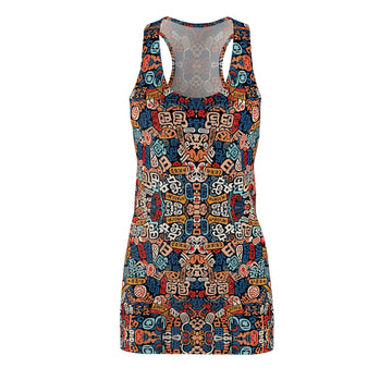 Bohemian Print Women's Racerback Dress - Colorful Casual Summer Wear