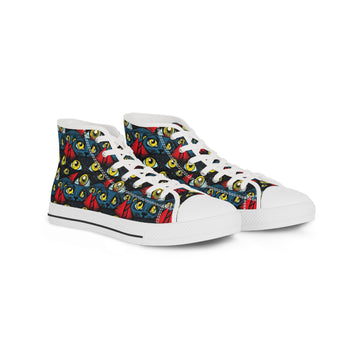 Men's High Top Sneakers with Unique Eye Design – Trendy Footwear for Fashion Enthusiasts