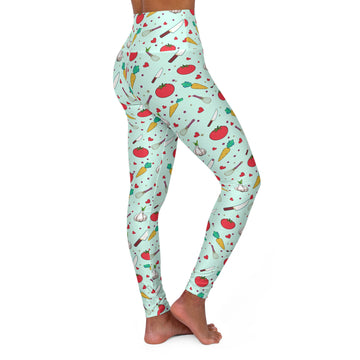Colorful Food Print High Waisted Yoga Leggings - Perfect for Fitness and Food Lovers