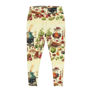Culinary Adventure Plus Size Leggings - Fun Foodie Design
