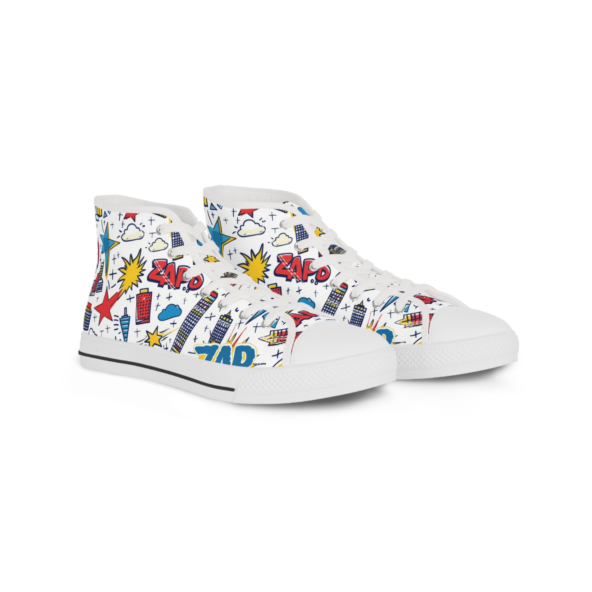 Colorful Graphic High Top Sneakers for Men - Trendy Streetwear Footwear