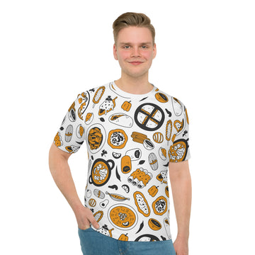 Foodie Fun Men's Loose T-Shirt – Unique Food Pattern for Casual Wear