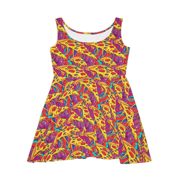Colorful Pizza Print Skater Dress - Fun and Playful Style for Summer Celebrations