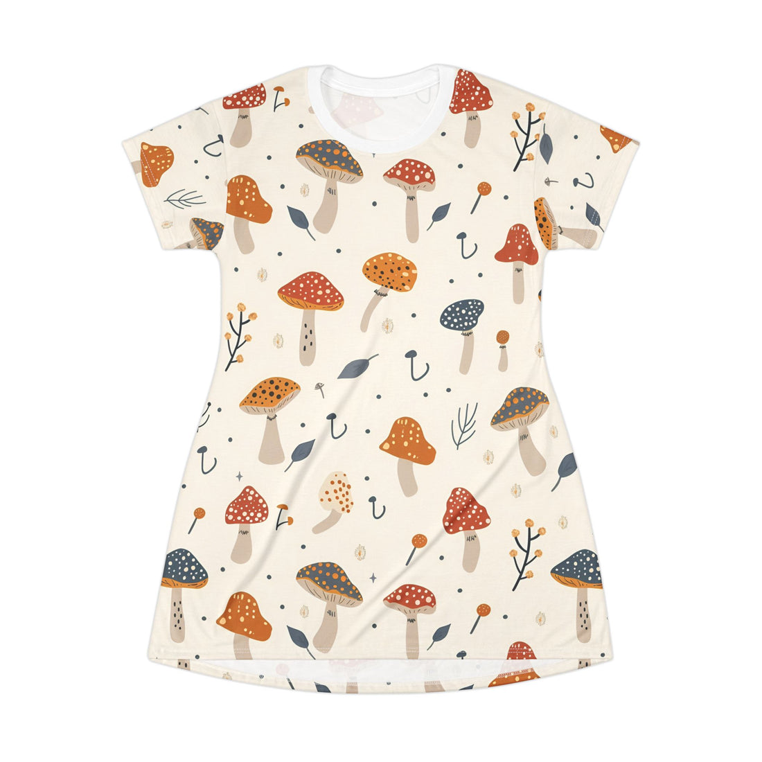 Whimsical Mushroom T-Shirt Dress - Cute Casual Wear for Nature Lovers