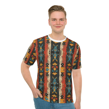 Bohemian Style Men's Loose T-Shirt with Colorful Pattern