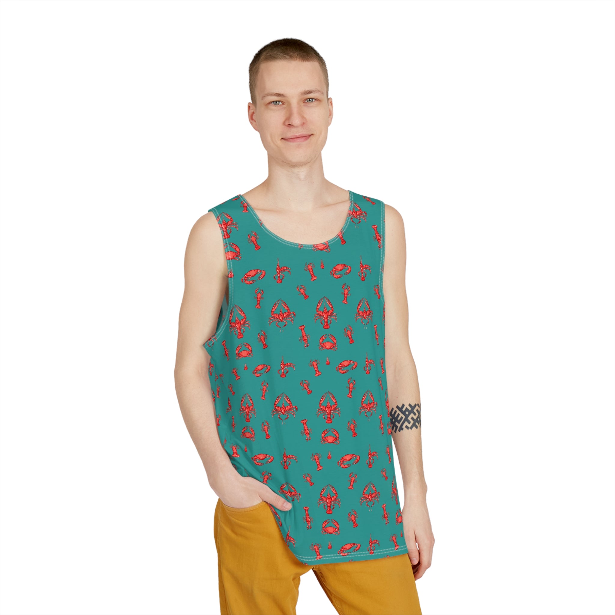 Lobster Print Men's Tank Top - Perfect for Summer BBQs and Beach Days