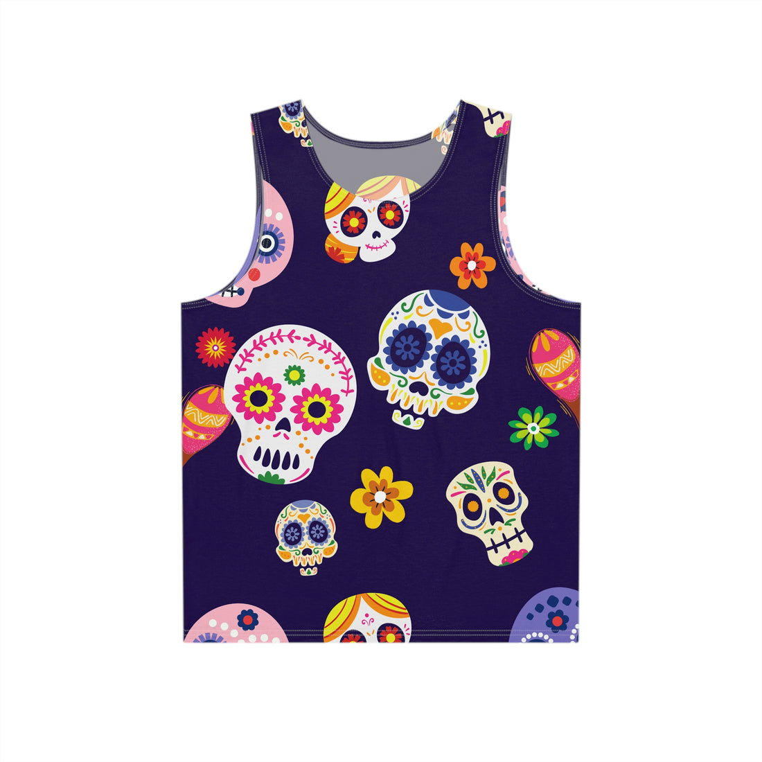 Men's Sugar Skull Tank Top - Colorful Day of the Dead Design