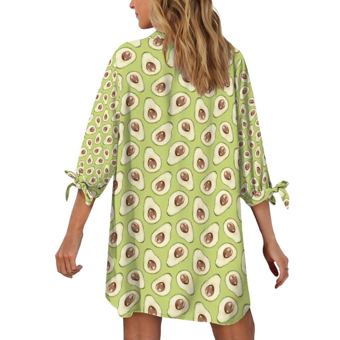 Women's Cardigan Shirt ThreeQuarter Sleeve Avocado Pattern Light