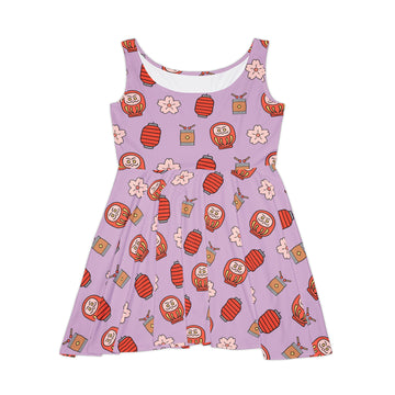 Playful Floral Lantern Skater Dress for Women