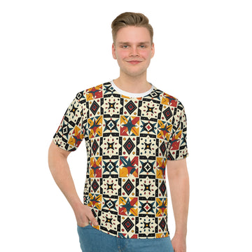 Bohemian Patterned Loose T-Shirt for Men - Casual Summer Wear