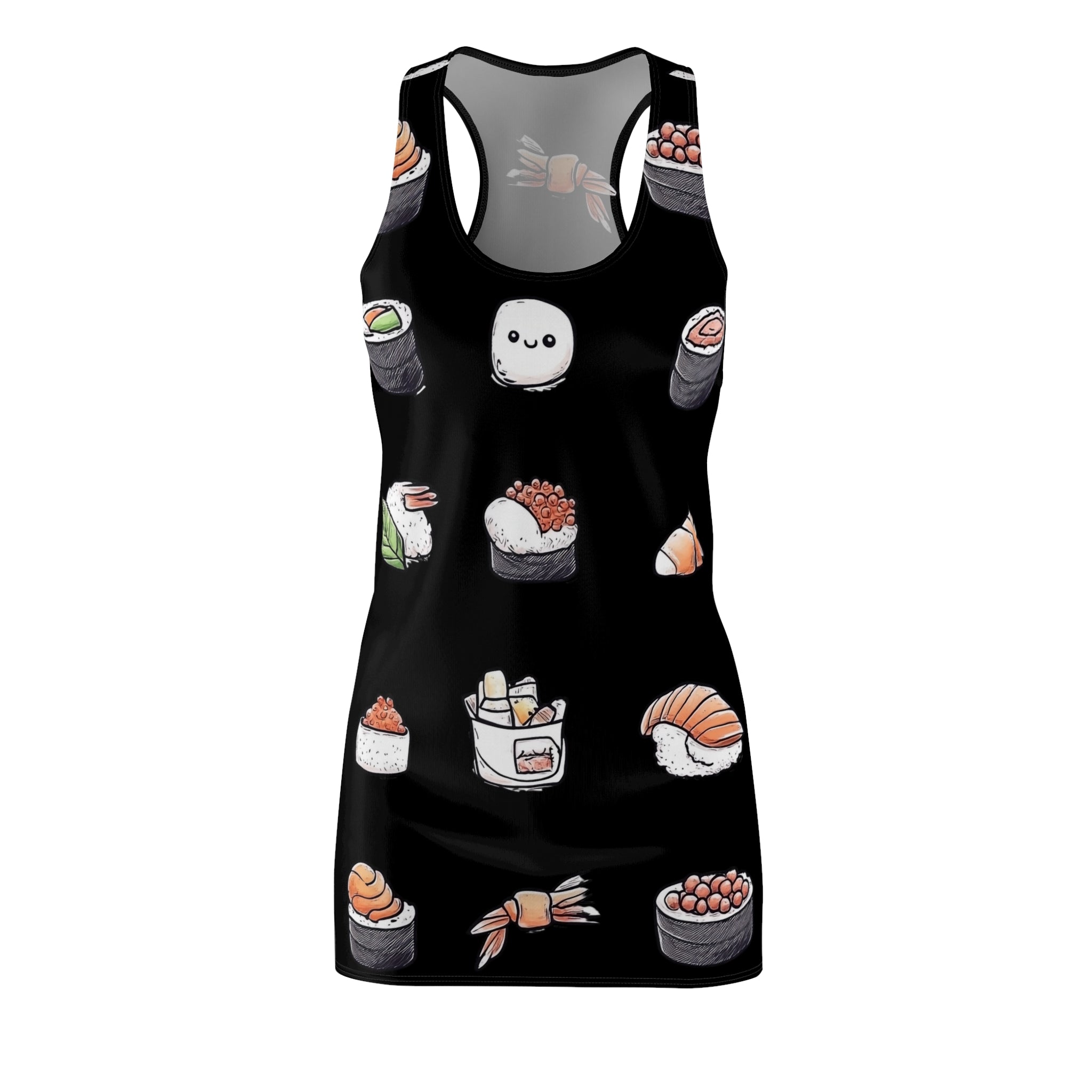 Playful Sushi Print Racerback Dress for Food Lovers