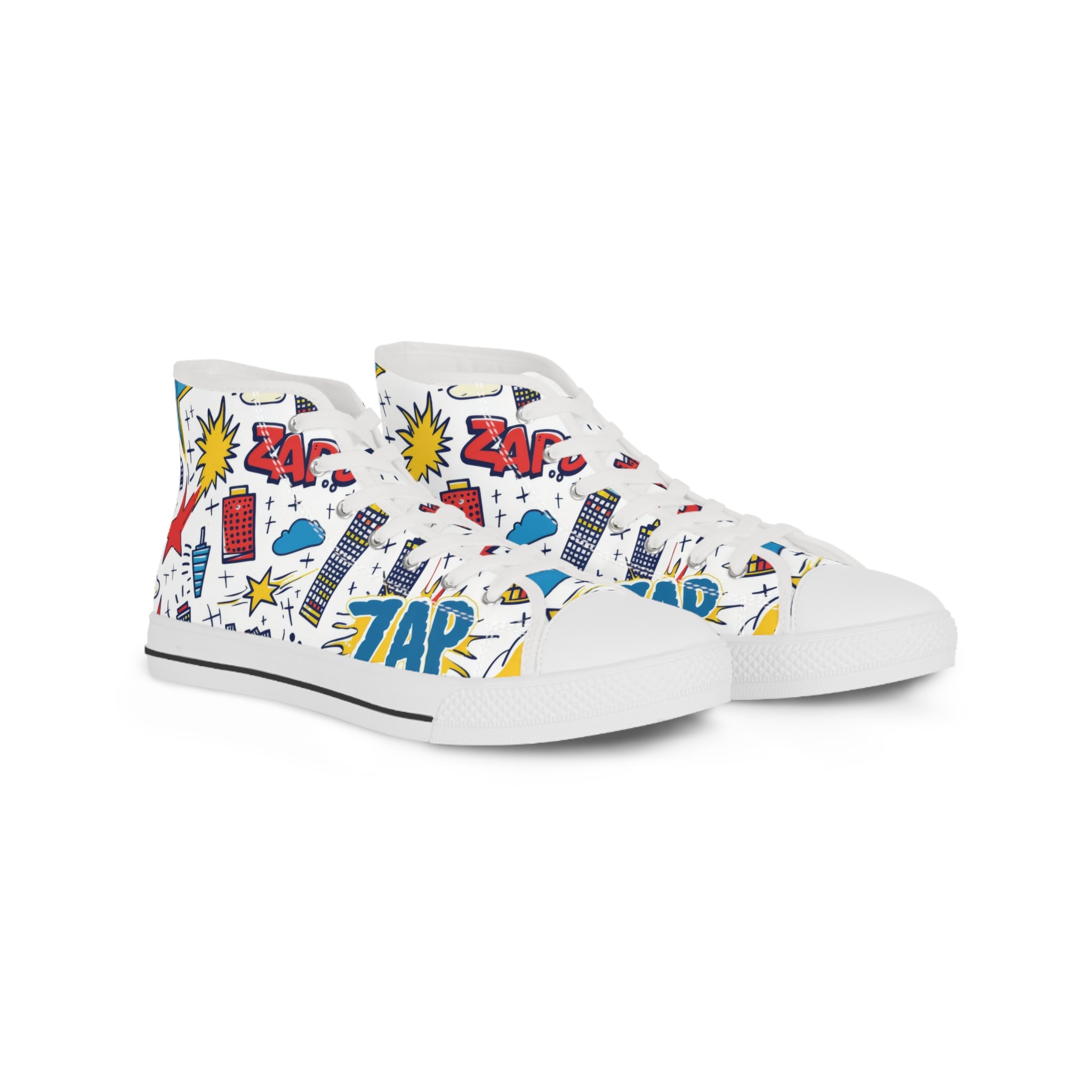 Comic Book Style High Top Sneakers - Fun & Unique Footwear