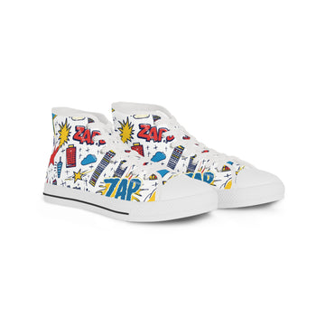 Comic Book Style High Top Sneakers - Fun & Unique Footwear
