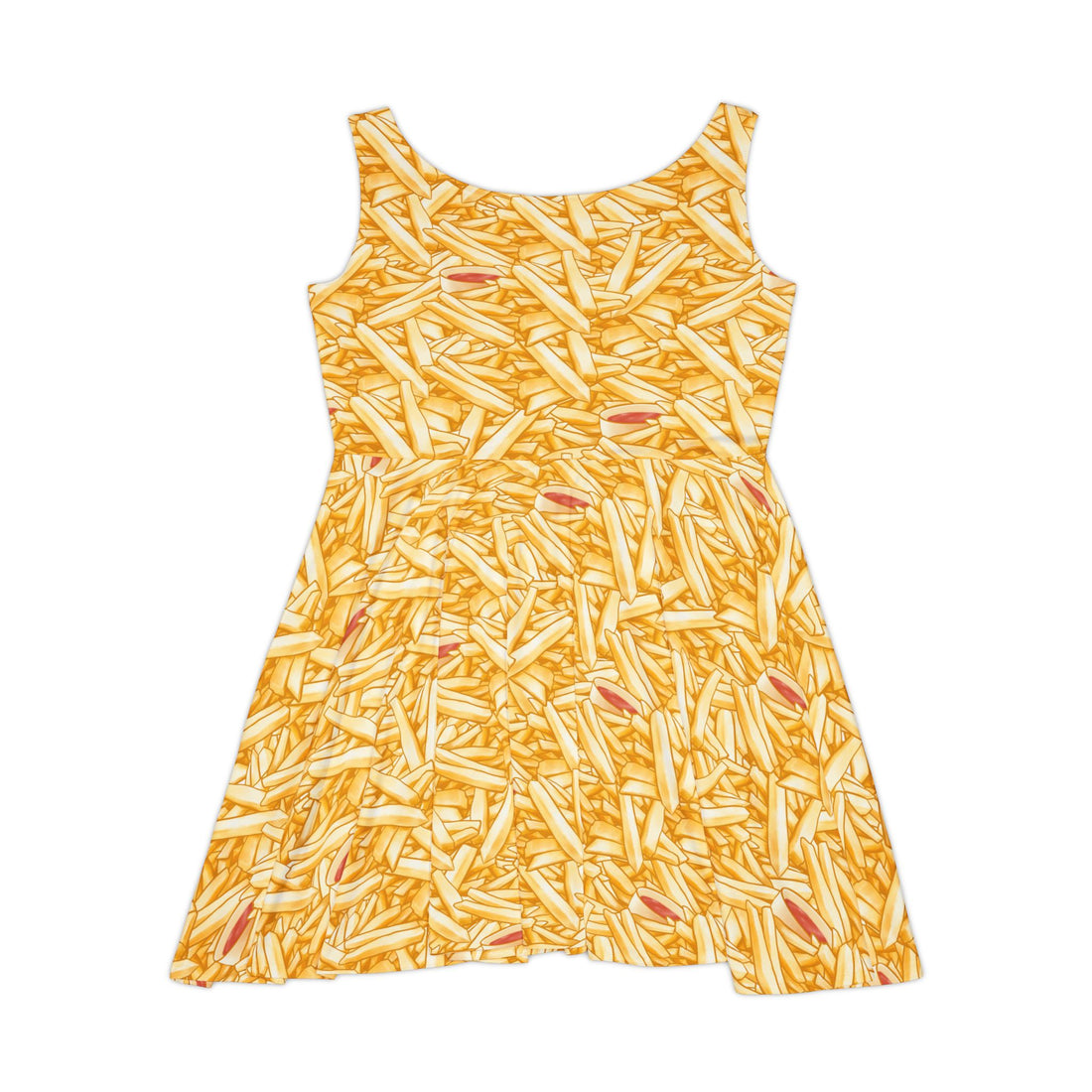 Fun French Fry Print Women's Skater Dress - Perfect for Food Lovers and Summer Outings