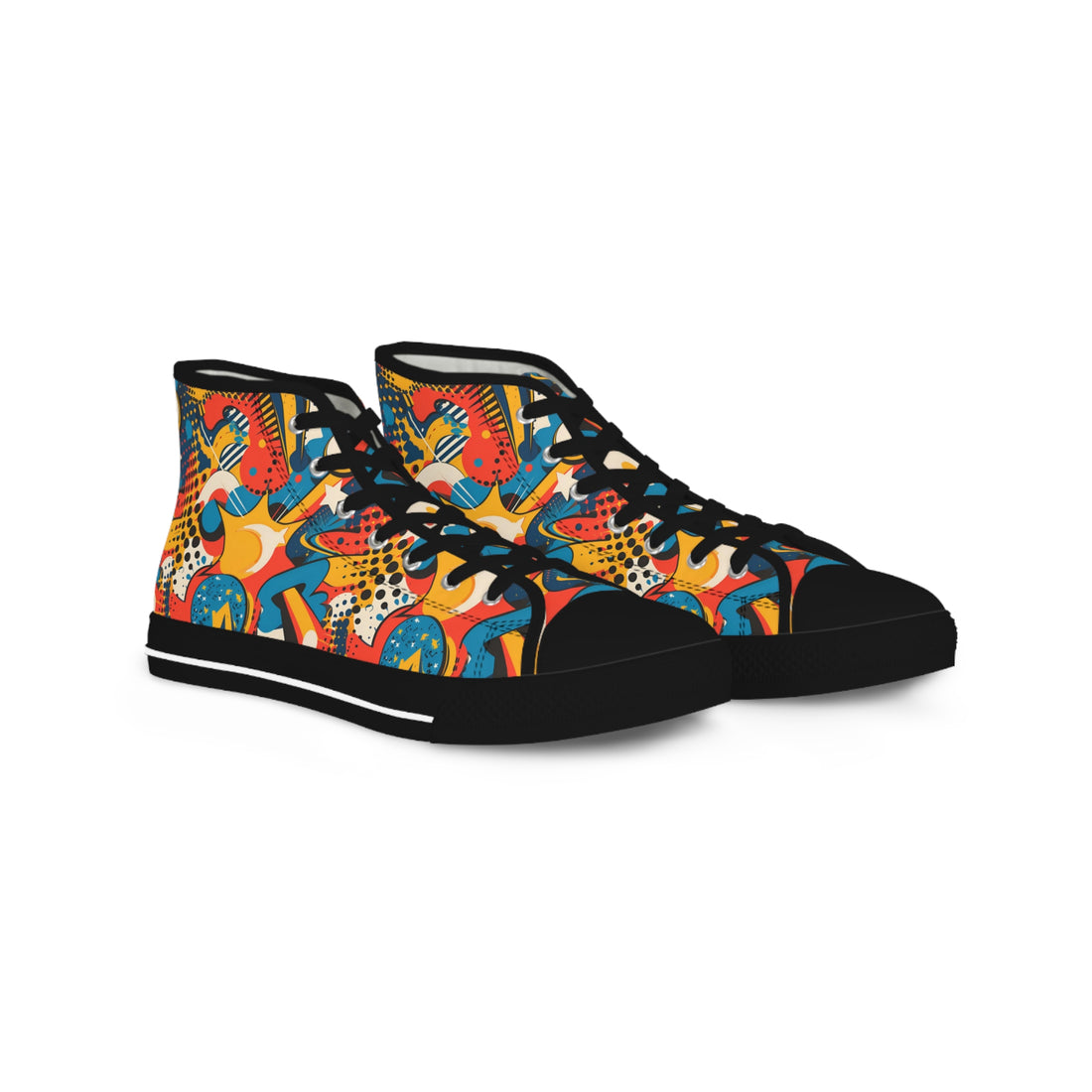 Vibrant Men's High Top Sneakers | Colorful Pattern for Creative Souls
