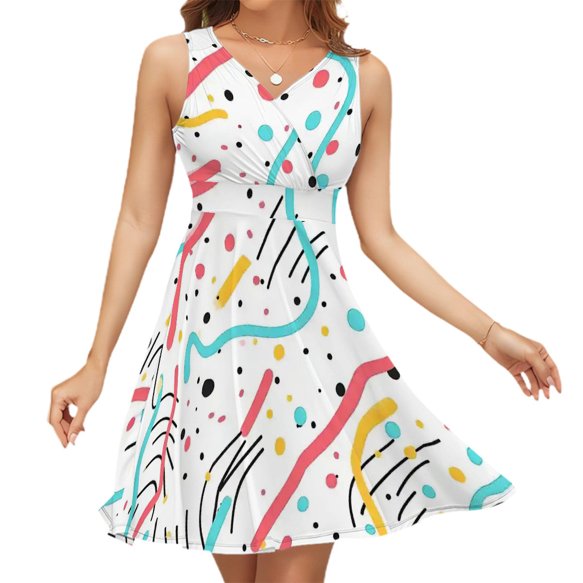 Sleeveless V Neck Dress