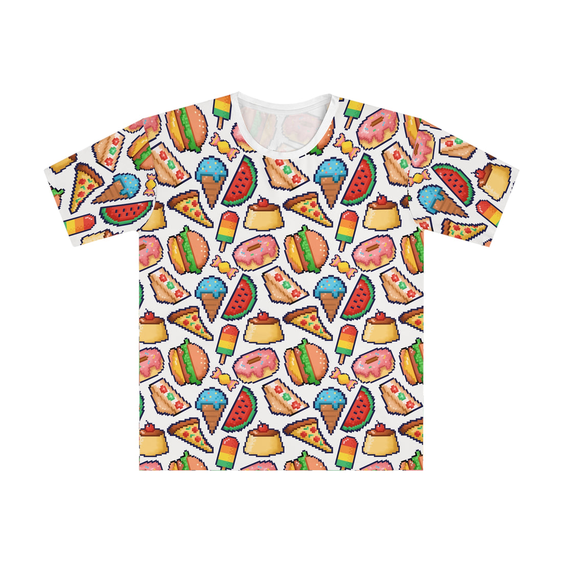 Playful Foodie Men's Loose T-shirt - Fun Pattern Tee for Casual Wear, Food Lovers, and Summer Days