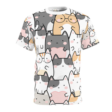 Cute Cat Pattern Unisex Tee - Perfect for Cat Lovers