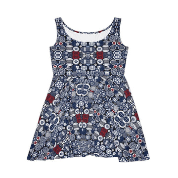 Navy Floral Women's Skater Dress - Perfect for Summer Outings and Festivals