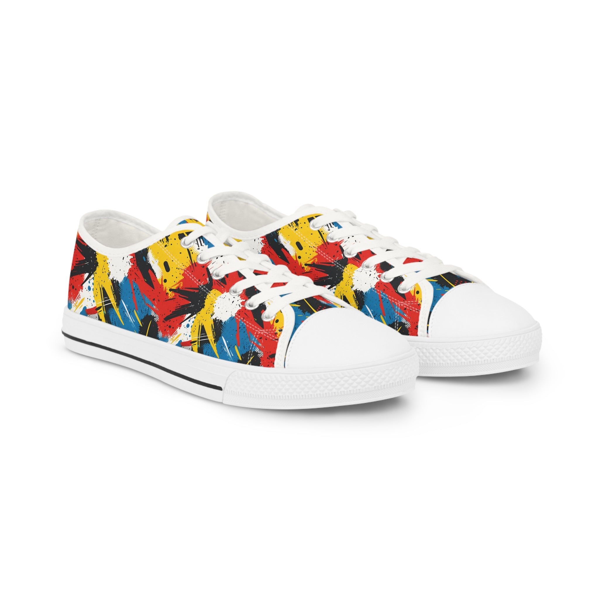 Colorful Abstract Low Top Sneakers – Trendy Casual Footwear